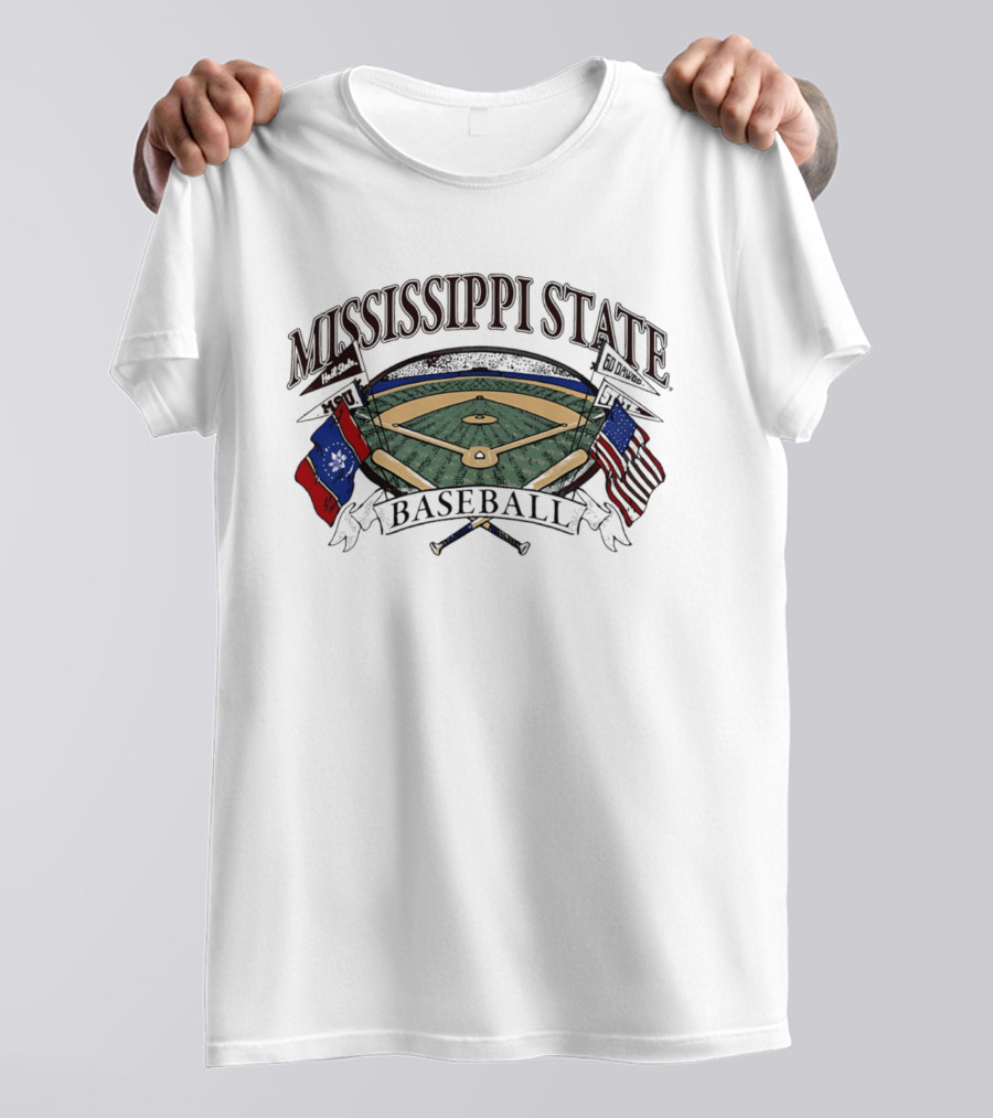 Mississippi State Baseball American Flag Infield T-Shirt