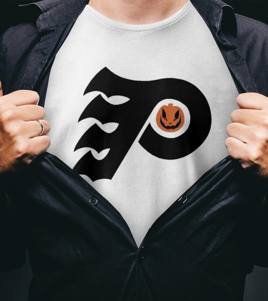 Philadelphia Flyers Pumpkin Face Halloween T-Shirt
