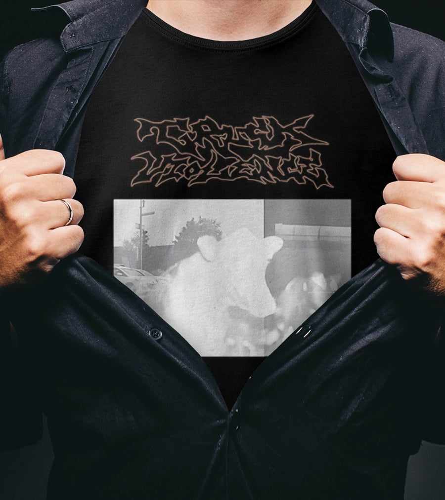 Truck Stop Violence Cow Photo Retro Style Casual Wear T-Shirt