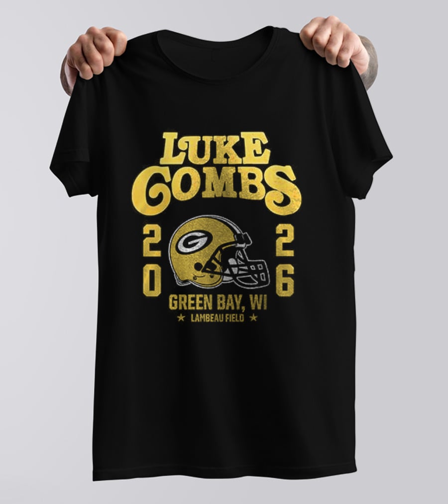 Luke Combs Green Bay WI Tour 2026 Helmet Packers Collaboration T-Shirt