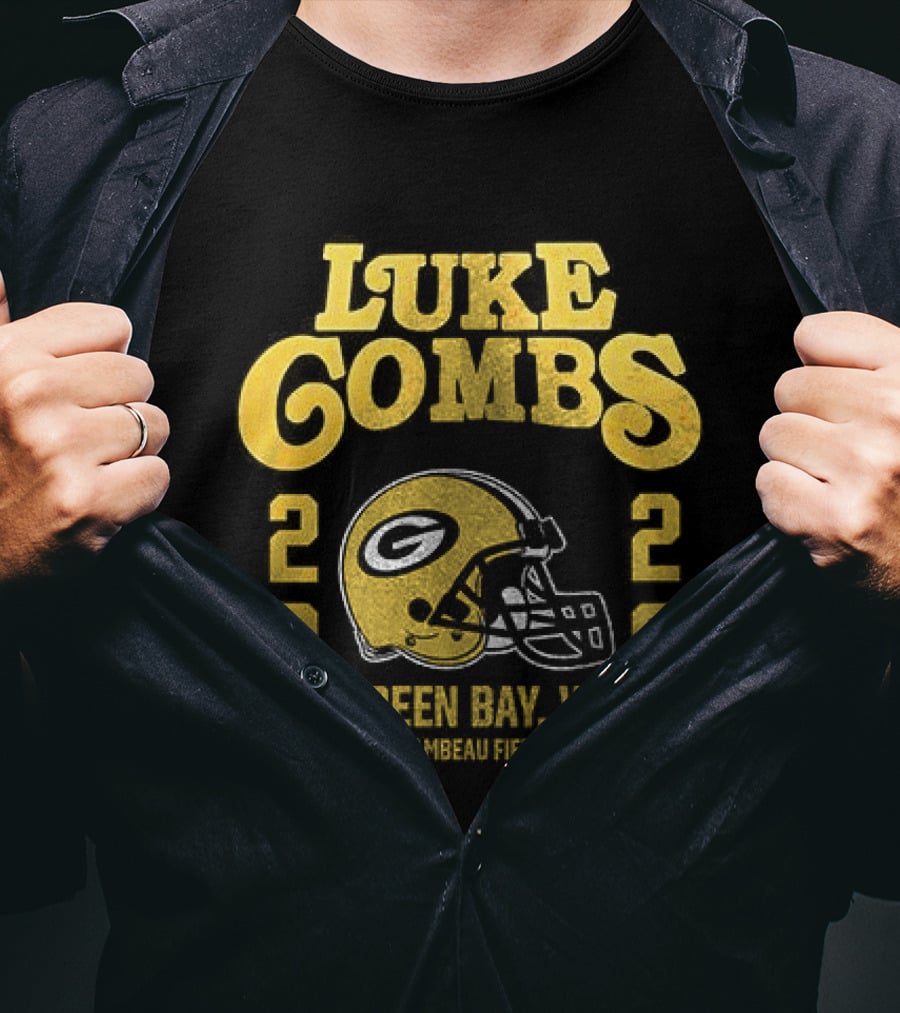 Luke Combs Green Bay WI Tour 2026 Helmet Packers Collaboration T-Shirt