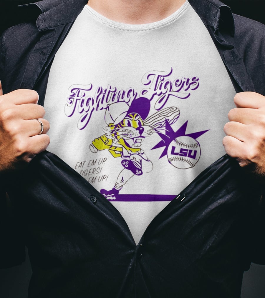LSU Baseball Fighting Tigers Eat Em Up Tigers Eat Em Up T-Shirt