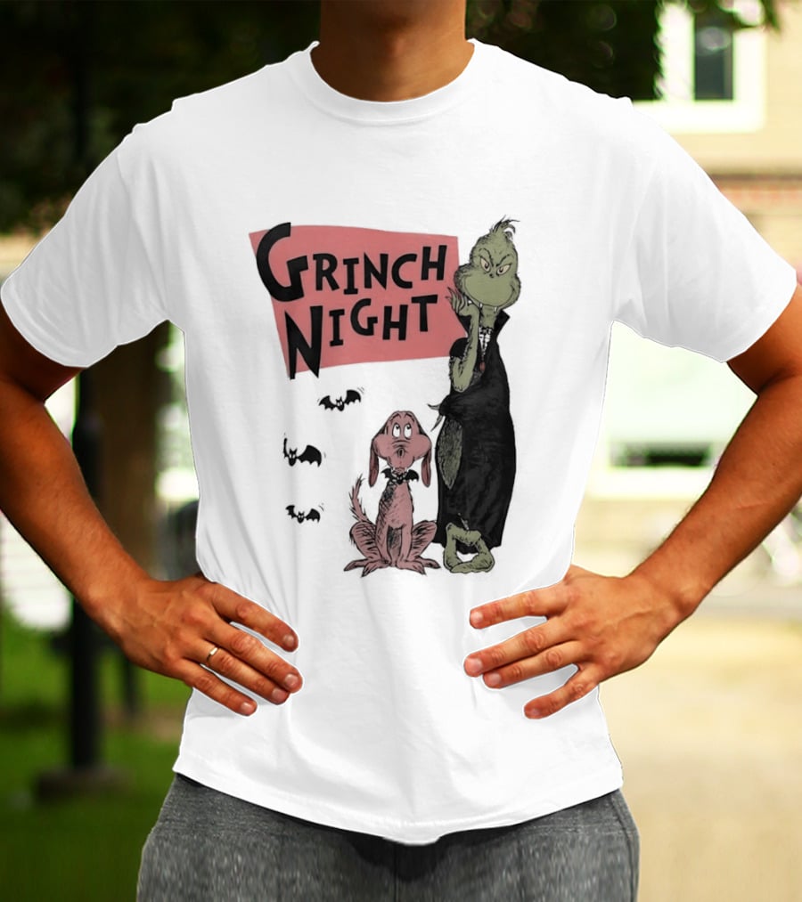 Grinch And Max Halloween Night Spooky Scene T-Shirt
