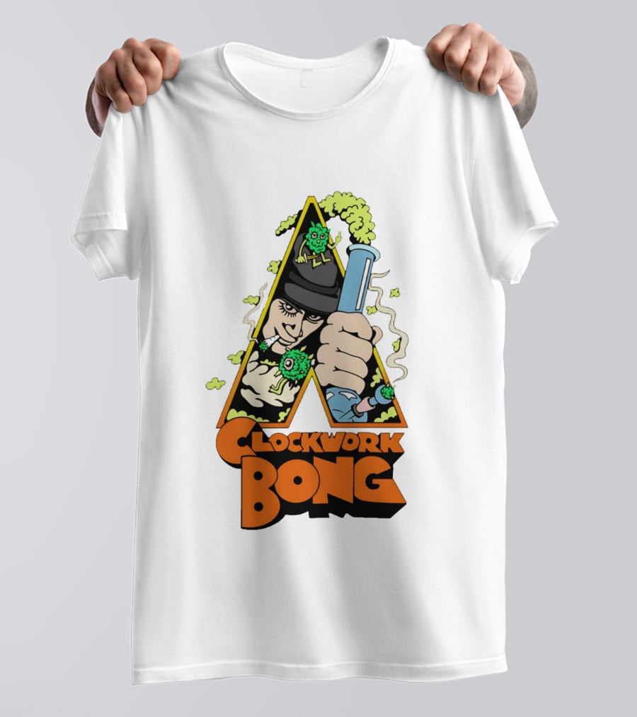 Work Bong Triangle Character Holding Bong With Smoke And Green Creatures T-Shirt
