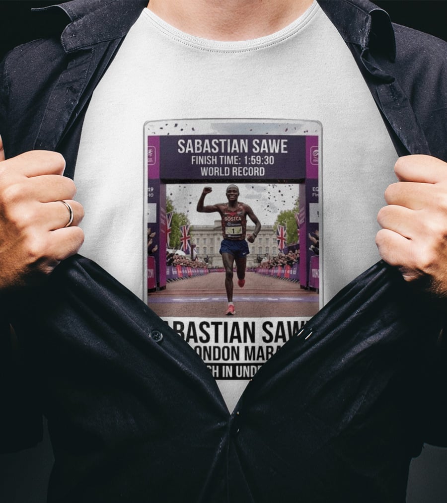 Sabastian Sawe Finish Time 1:59:30 World Record London Marathon T-Shirt