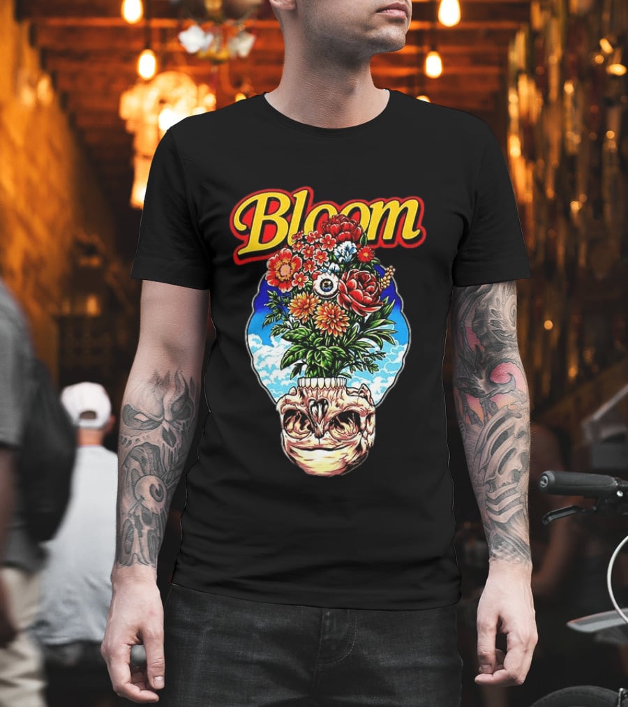 Bloom Skulls And Flowers Summer Classic Vibrant Floral Eyeball T-Shirt
