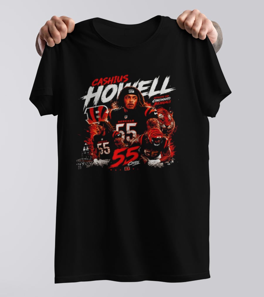 Cashius Howell Cincinnati Bengals 55 Tigers Football T-Shirt