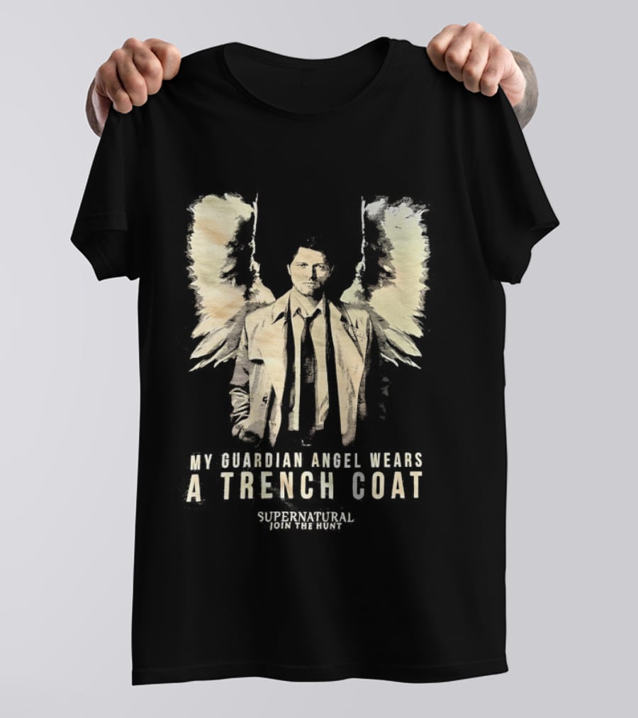 Castiel Guardian Angel Wears Trench Coat Supernatural Join The Hunt T-Shirt