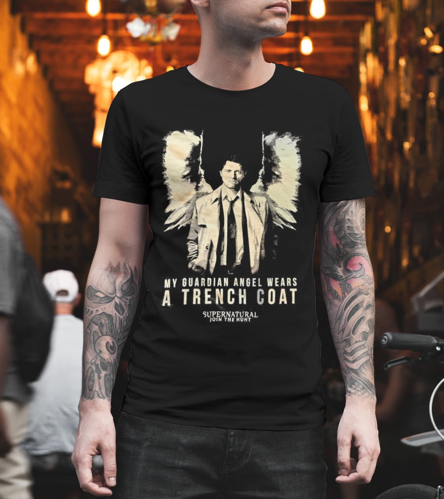 Castiel Guardian Angel Wears Trench Coat Supernatural Join The Hunt T-Shirt