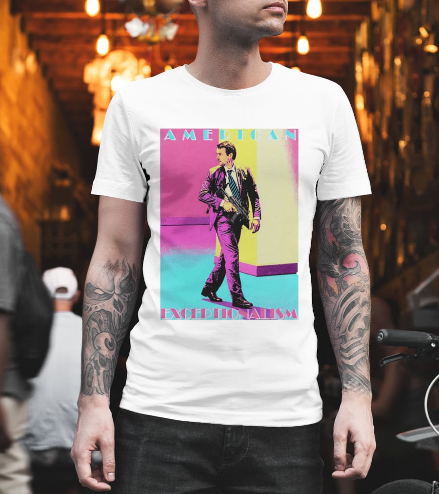 American Exceptionalism Retro Pop Art Style Man With Gun T-Shirt