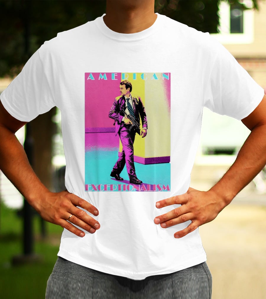 American Exceptionalism Retro Pop Art Style Man With Gun T-Shirt