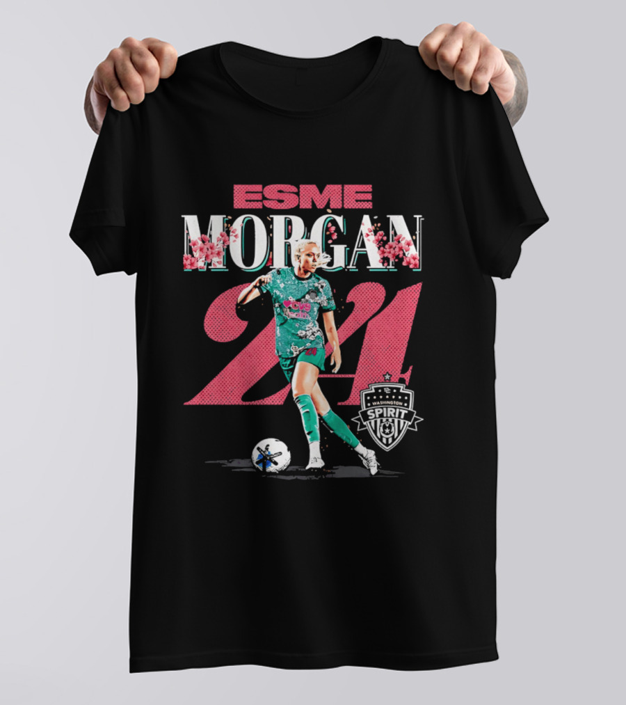 Esme Morgan 24 Washington Spirit Cherry Blossom Soccer Player T-Shirt