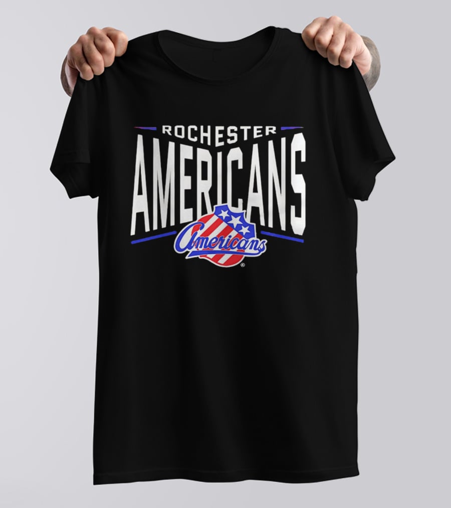 Rochester Americans Team Logo Stars Stripes NHL AHL T-Shirt
