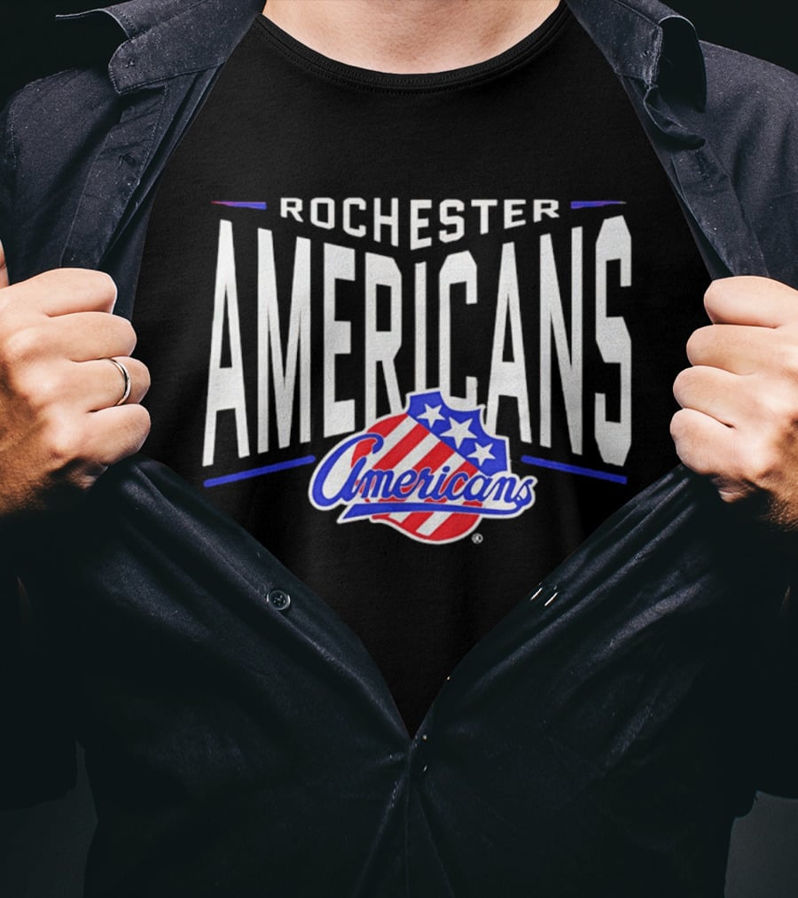 Rochester Americans Team Logo Stars Stripes NHL AHL T-Shirt