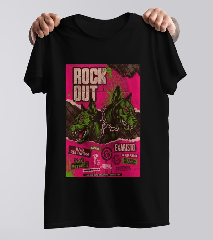 Rock Out Bad Religion Evaristo Santiago Chile April 25 2026 Serigrafía T-Shirt
