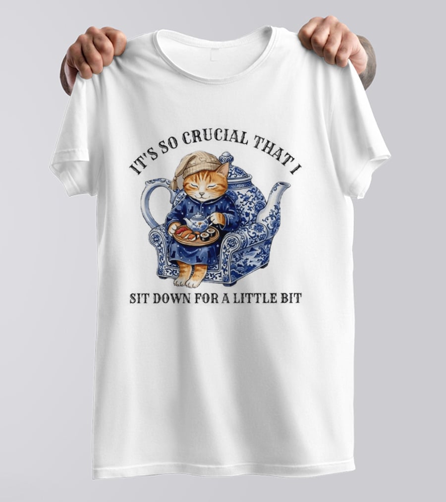 It's So Crucial That I Sit Down For A Little Bit Teapot Nap Cat T-Shirt