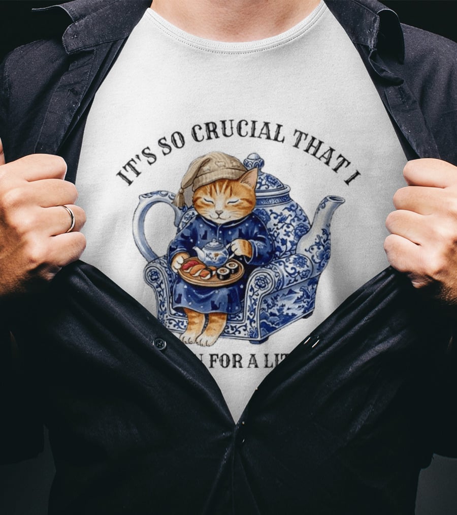 It's So Crucial That I Sit Down For A Little Bit Teapot Nap Cat T-Shirt