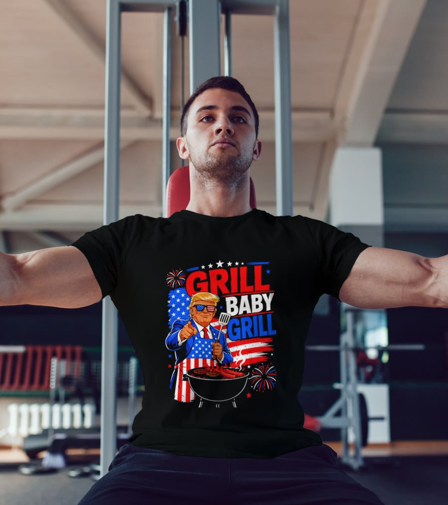 Trump Grill Baby Grill 4th Of July Fireworks 2026 T-Shirt