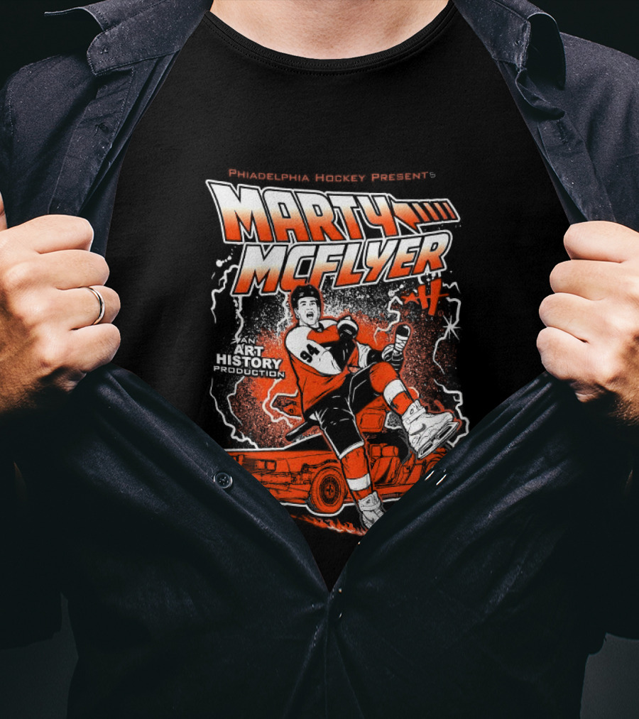 <strong>Philadelphia Flyers Marty McFlyer NHL Back To The Future Parody</strong> T-Shirt