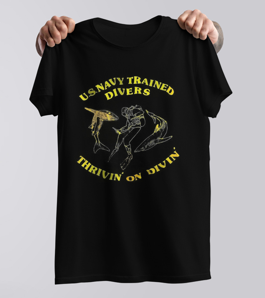 US Navy Trained Divers Thrivin On Divin Bold Anchor T-Shirt