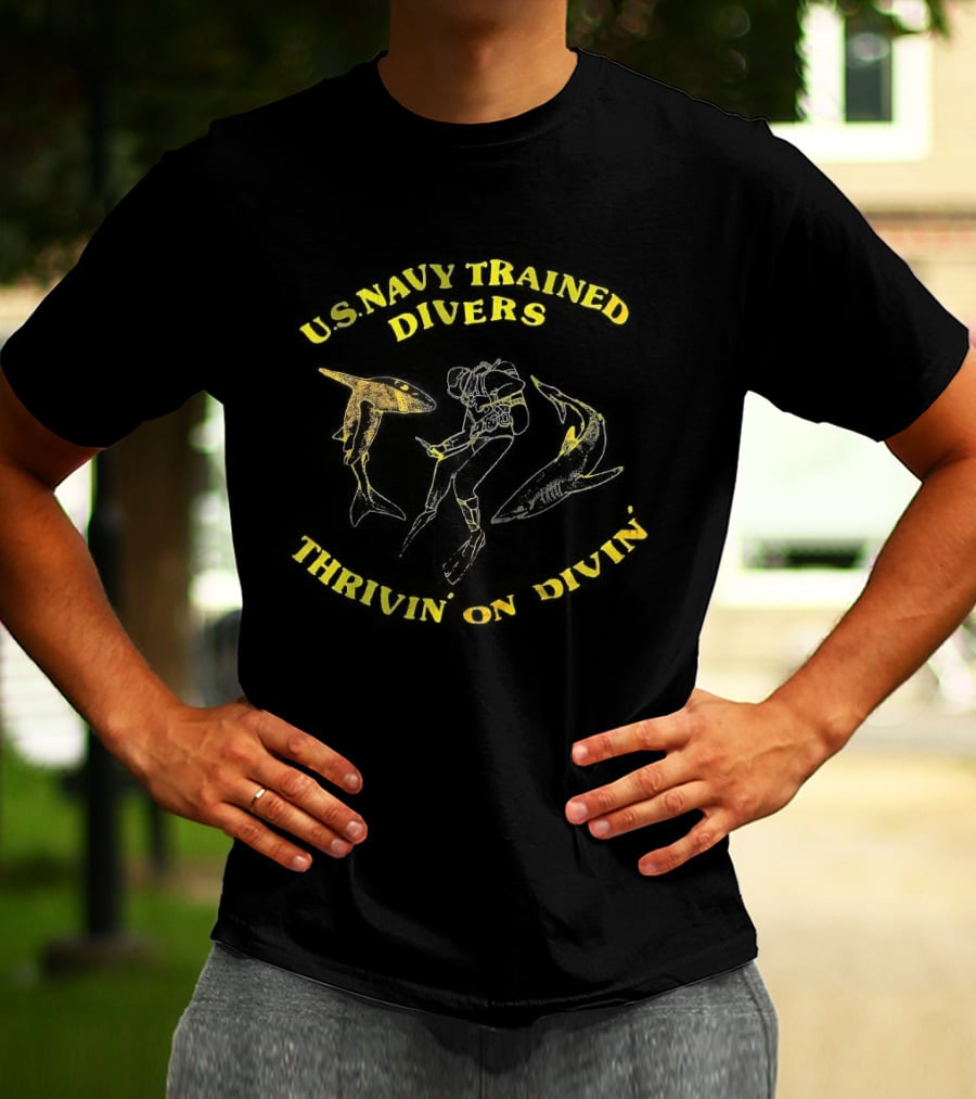 US Navy Trained Divers Thrivin On Divin Bold Anchor T-Shirt