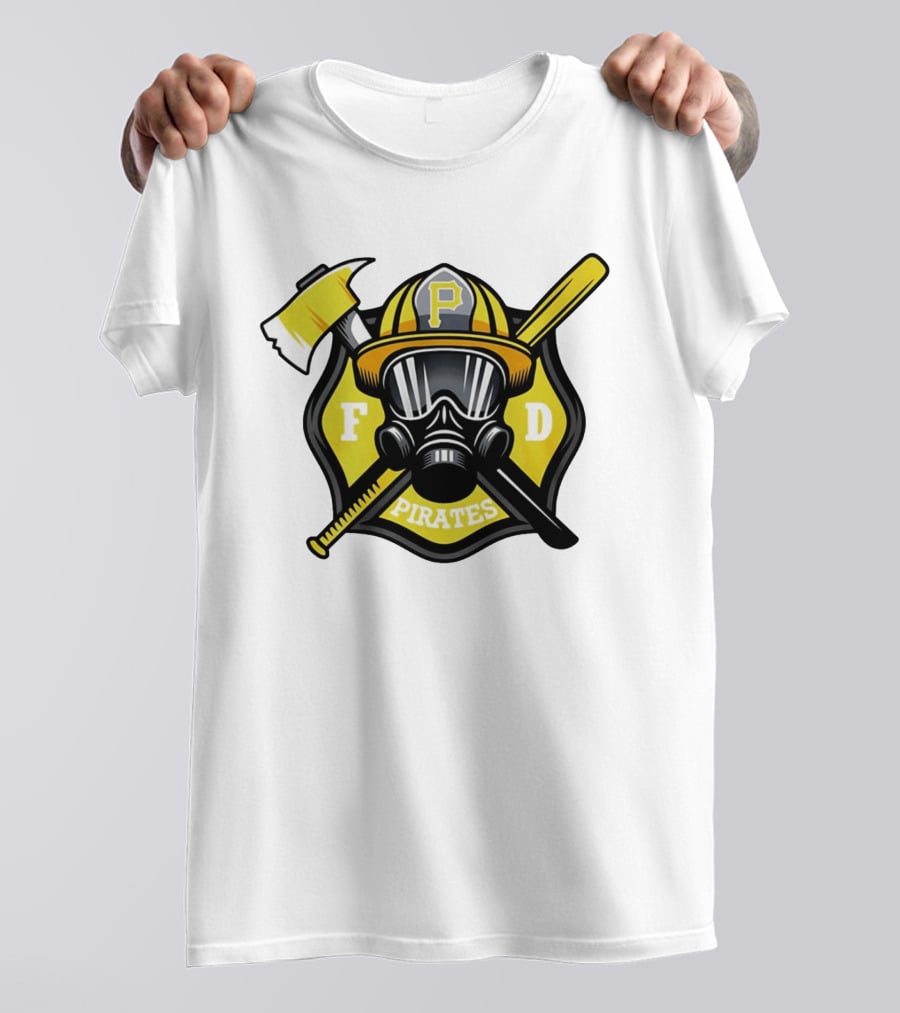 Pittsburgh Pirates Firefighter Helmet Ax FD Spirit T-Shirt