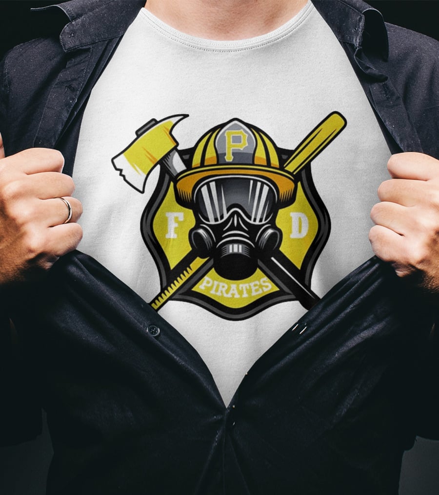 Pittsburgh Pirates Firefighter Helmet Ax FD Spirit T-Shirt