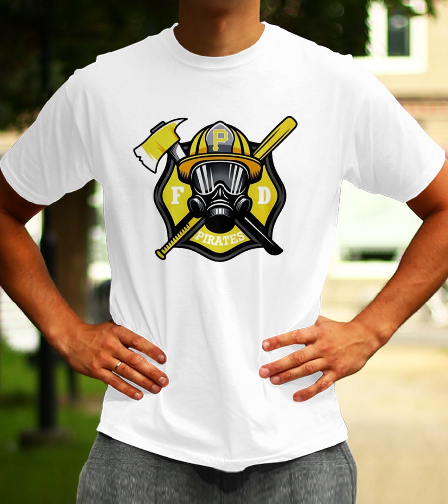 Pittsburgh Pirates Firefighter Helmet Ax FD Spirit T-Shirt