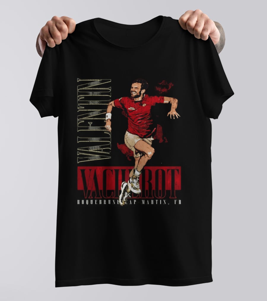 Valentin Vacherot Vertical Name Jumping Athlete Red T-Shirt