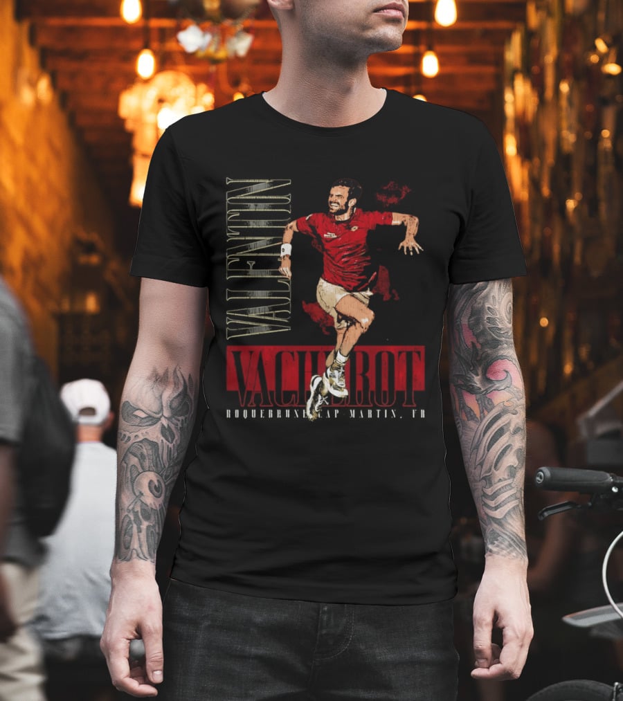 Valentin Vacherot Vertical Name Jumping Athlete Red T-Shirt