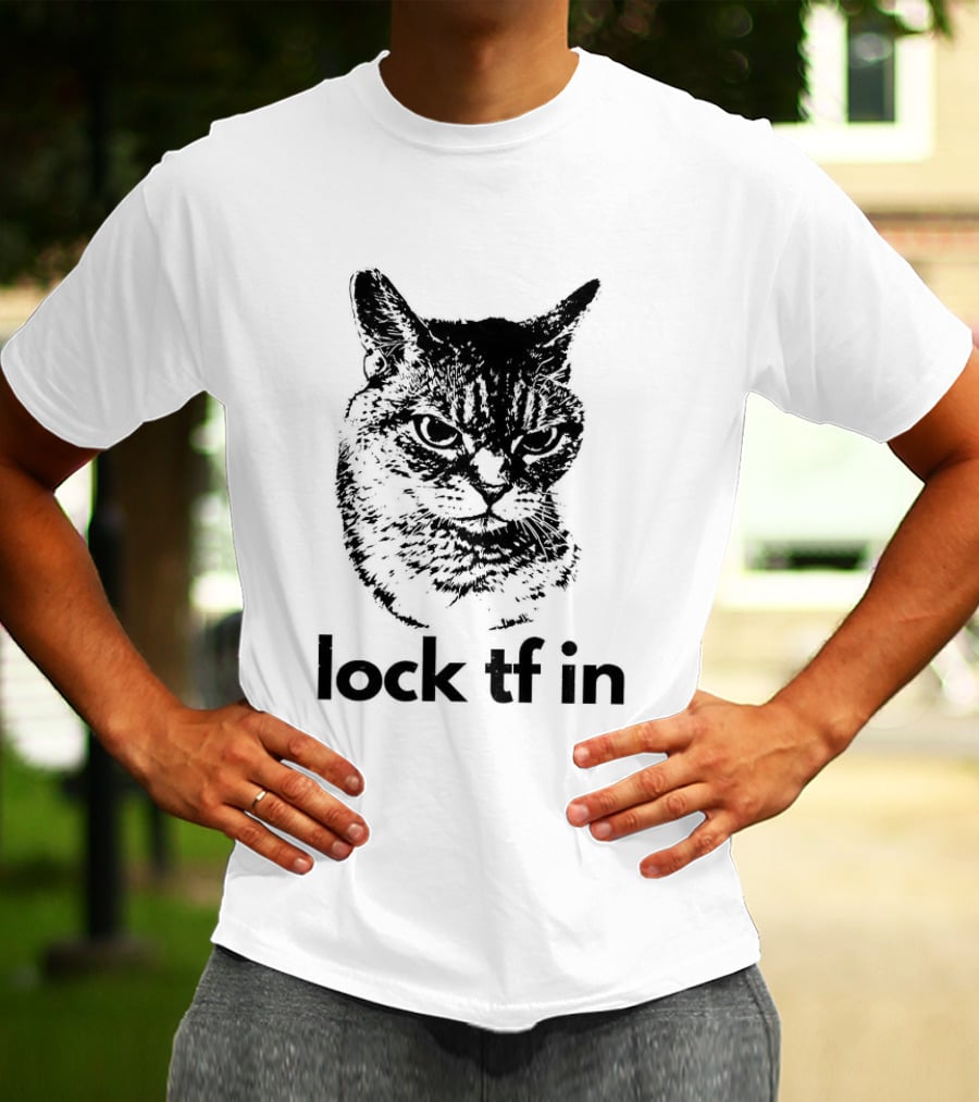 Serious Cat Lock Tf In Classical Japanese T-Shirt