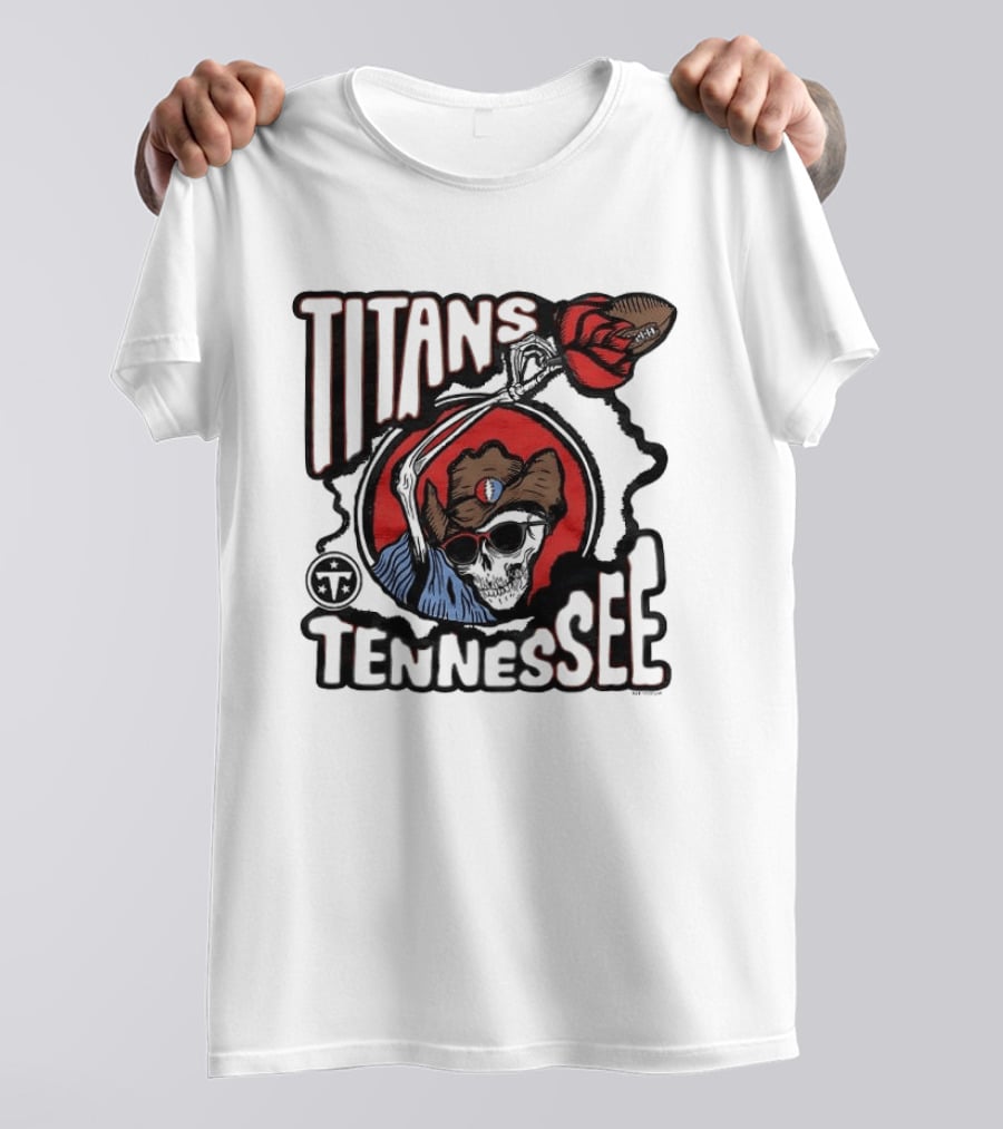 Tennessee Titans Grateful Dead Skeleton Rose Collaboration T-Shirt