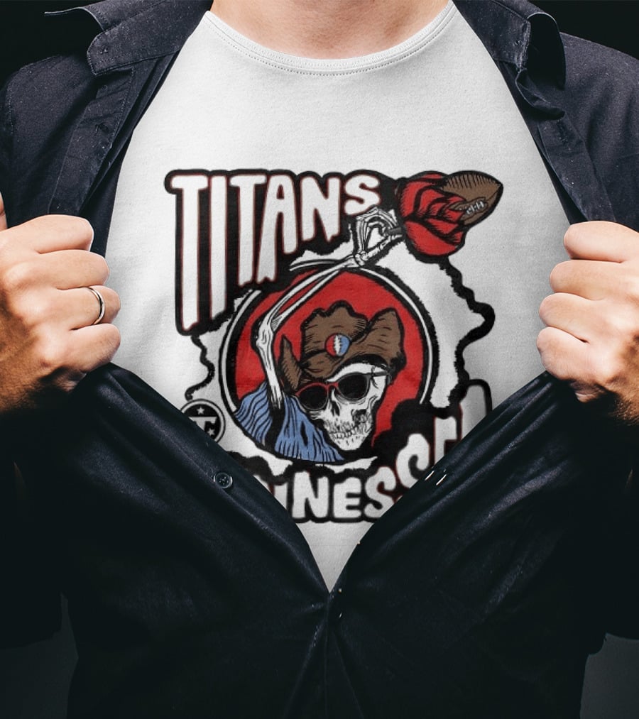 Tennessee Titans Grateful Dead Skeleton Rose Collaboration T-Shirt