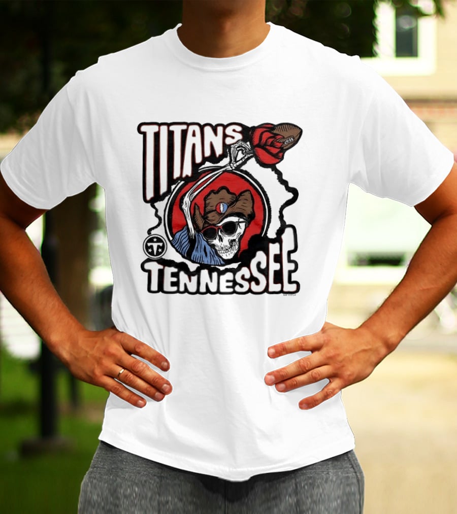 Tennessee Titans Grateful Dead Skeleton Rose Collaboration T-Shirt