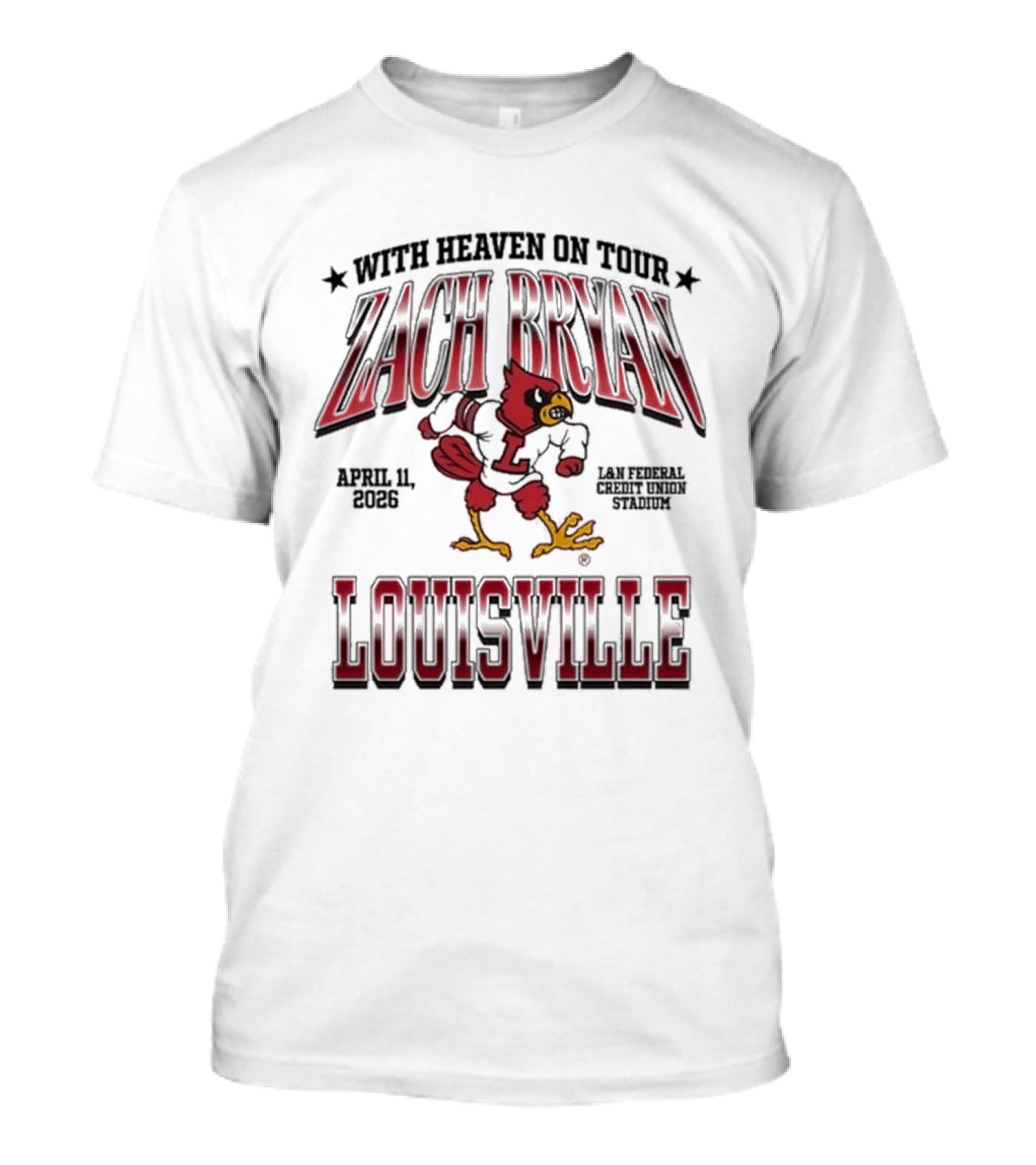 Zach Bryan Louisville April 2026 With Heaven Tour Cardinal Stadium T-Shirt
