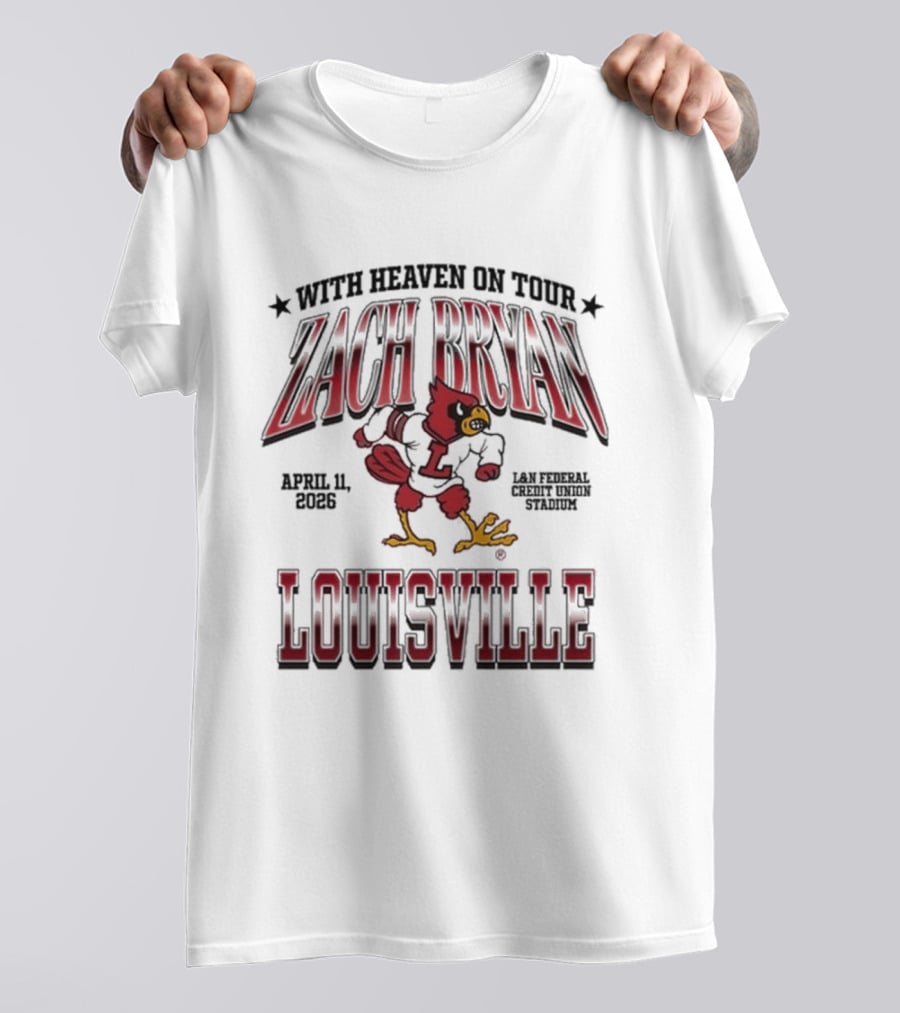 Zach Bryan Louisville April 2026 With Heaven Tour Cardinal Stadium T-Shirt
