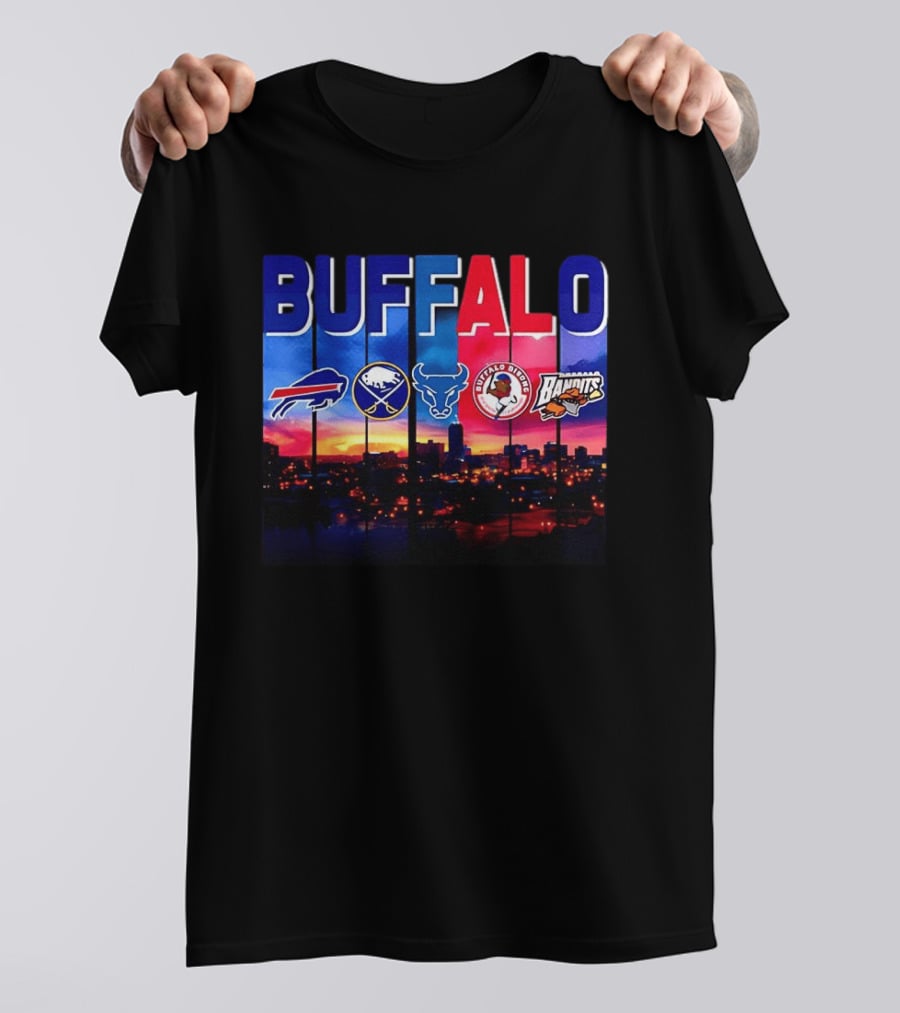 Buffalo Bills Sabres Bandits Bridles City Skyline Sports Teams T-Shirt