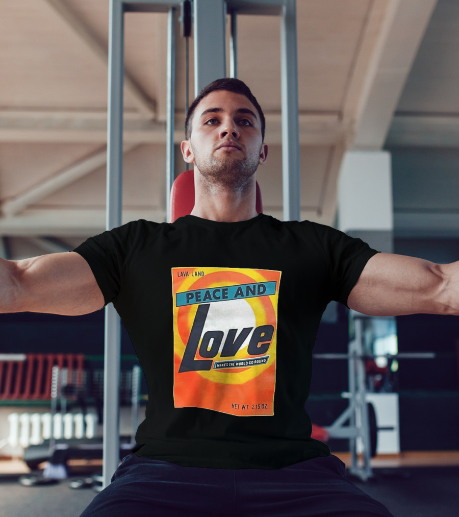 Peace And Love Makes The World Go Round Lava Land Retro Style 2.15 Oz T-Shirt