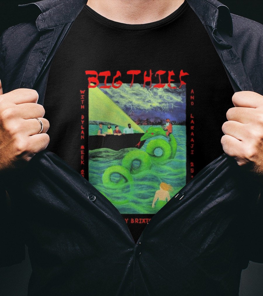 Big Thief Apr 23 2026 London Tour With Sea Serpent And Boat Scene T-Shirt
