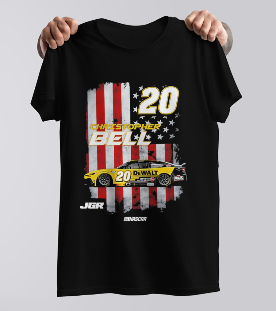 Christopher Bell 20 NASCAR DeWalt JGR Stars Stripes Racing T-Shirt