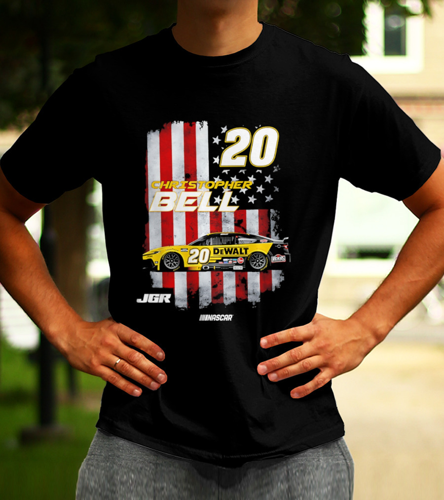 Christopher Bell 20 NASCAR DeWalt JGR Stars Stripes Racing T-Shirt