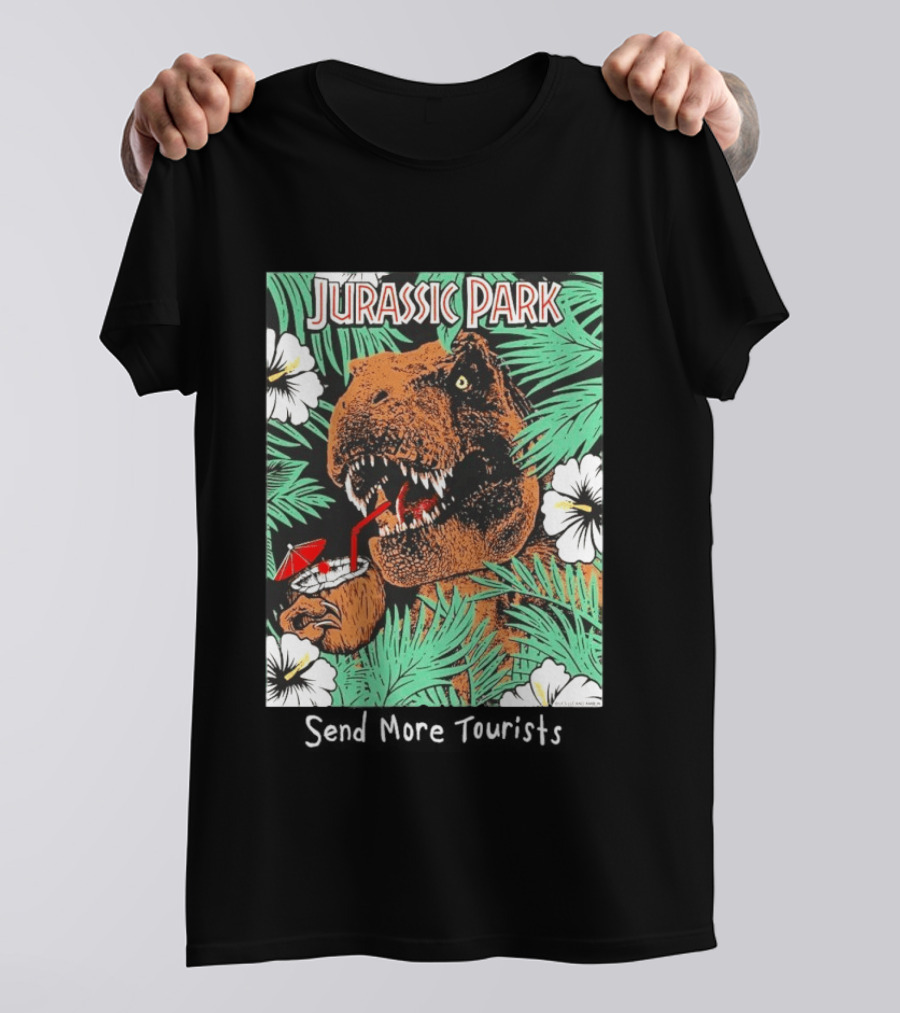 Jurassic Park Send More Tourists Rex Tropical Drink Scene T-Shirt