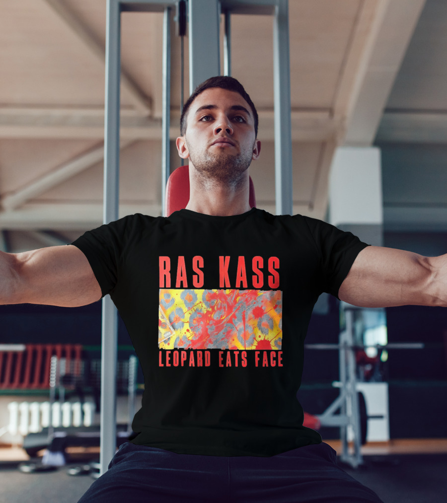 Ras Kass Leopard Eats Face Abstract Art With Blood Splatter And Animal Print T-Shirt
