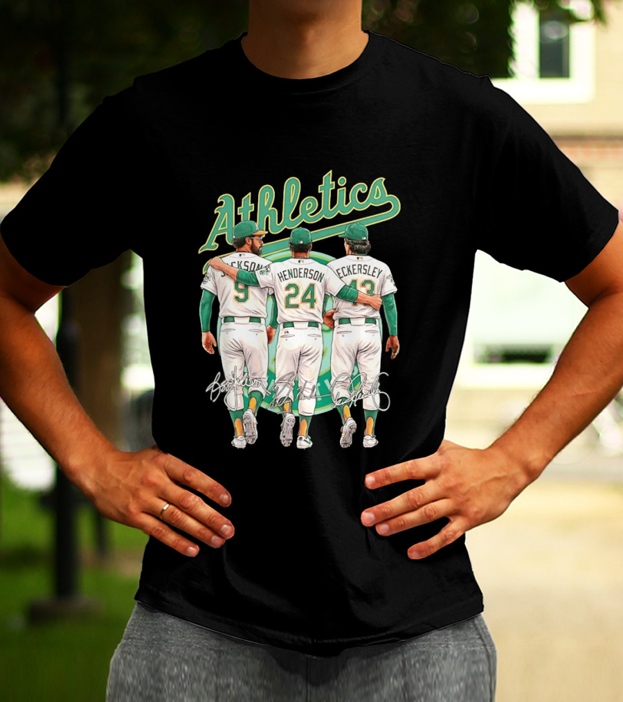Rickey Henderson Reggie Jackson Dennis Eckersley Oakland Athletics Legends T-Shirt