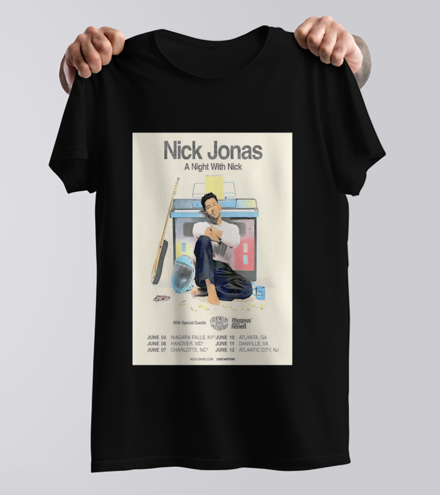 Nick Jonas A Night With Nick Tour 2026 Franklin Jonas Magnus Ferrell Live Nation T-Shirt