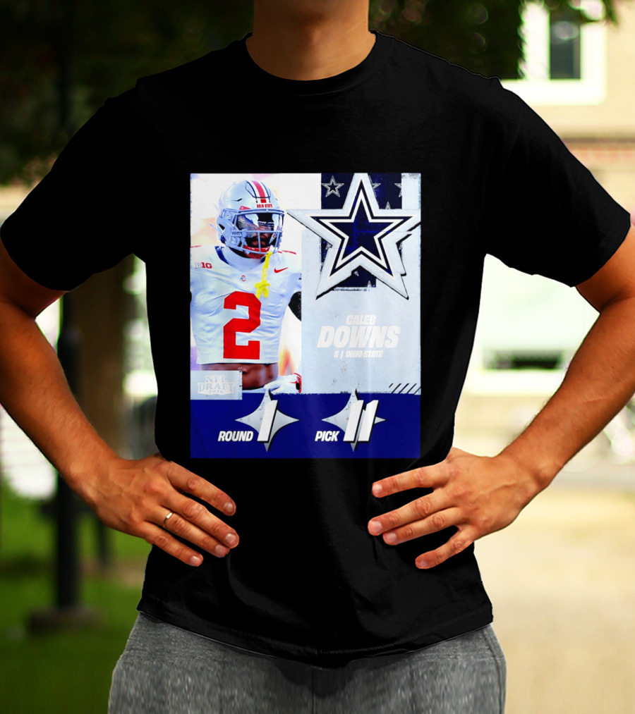 Dallas Cowboys Round 1 Pick 11 Caleb Downs Ohio State NFL Draft 2026 T-Shirt