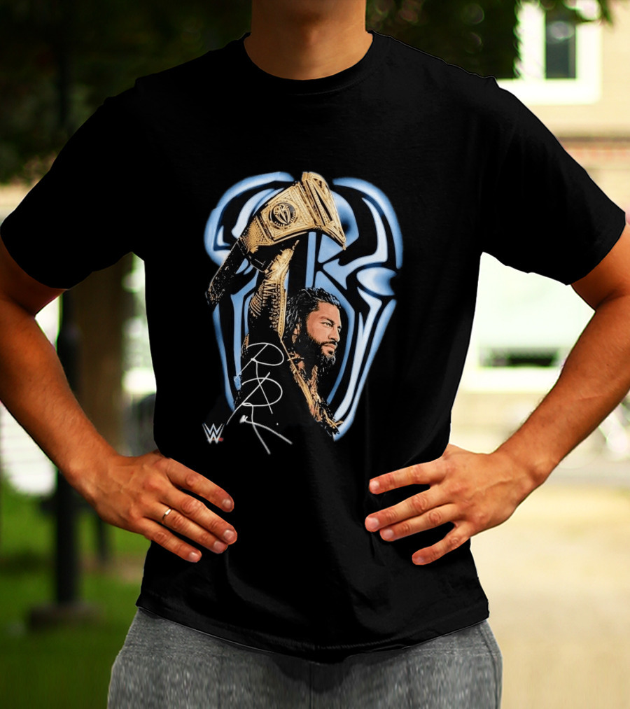 OVO WWE Collaboration Roman Reigns Holding Championship Belt 2026 T-Shirt
