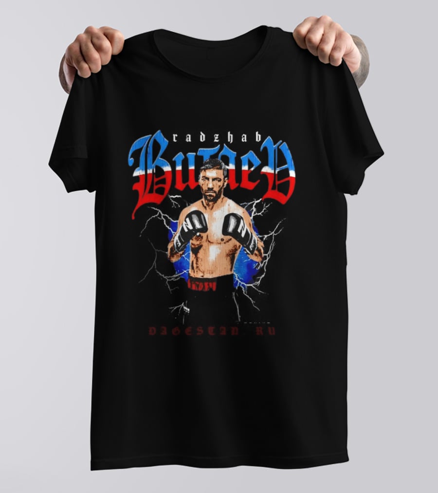 Radzhab Butaev Boxing Fighter Image With Russian T-Shirt