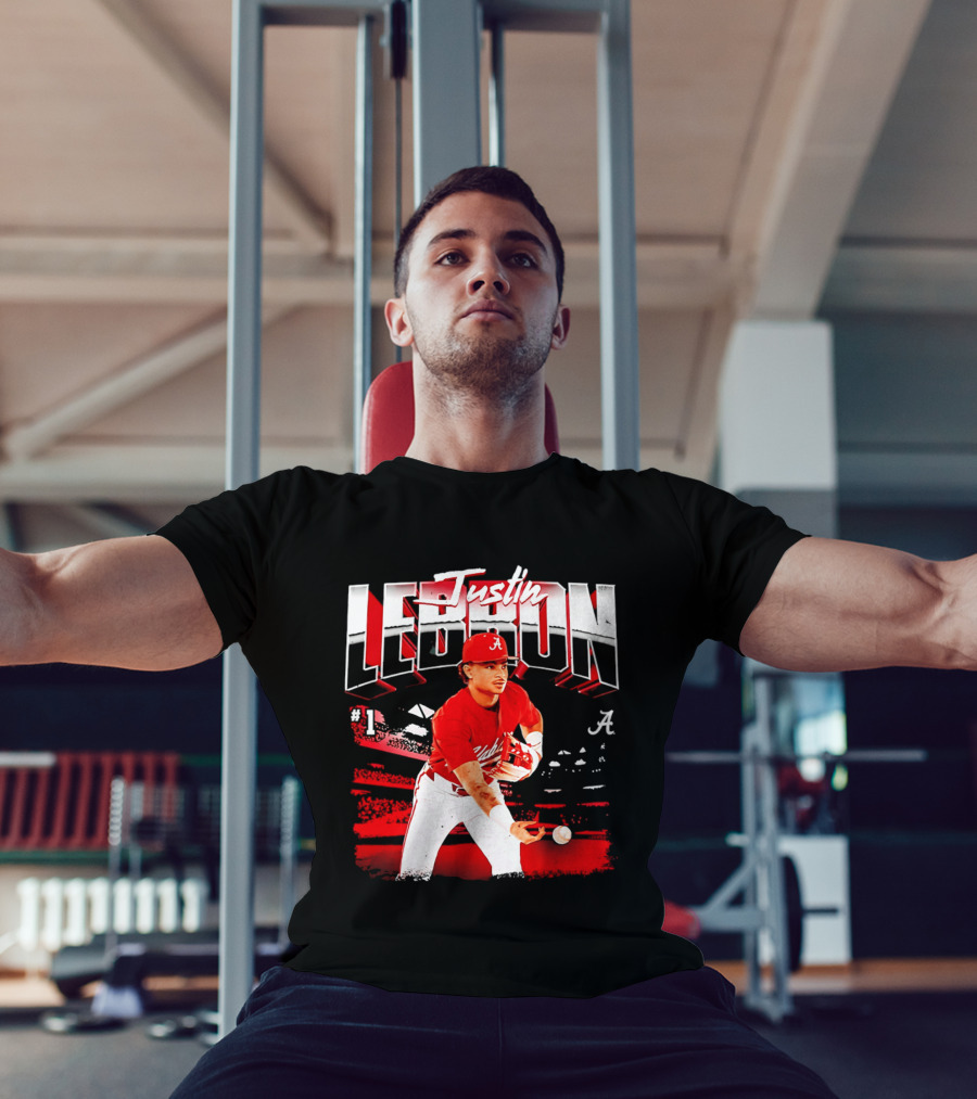 Justin Lebron Alabama Crimson Tide Baseball Player In Action T-Shirt