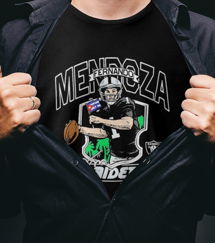 Fernando Mendoza Las Vegas Raiders Football Player Caricature T-Shirt